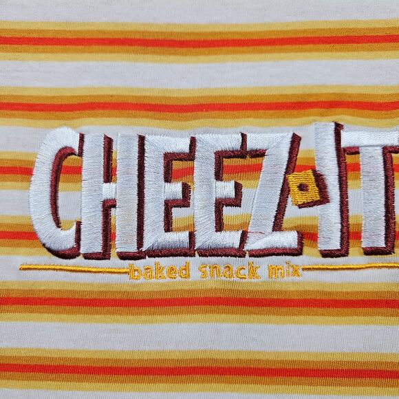 Cheez It Shirt Striped Retro Orange Embroidered Adult XL Kelloggs - Picture 2 of 6